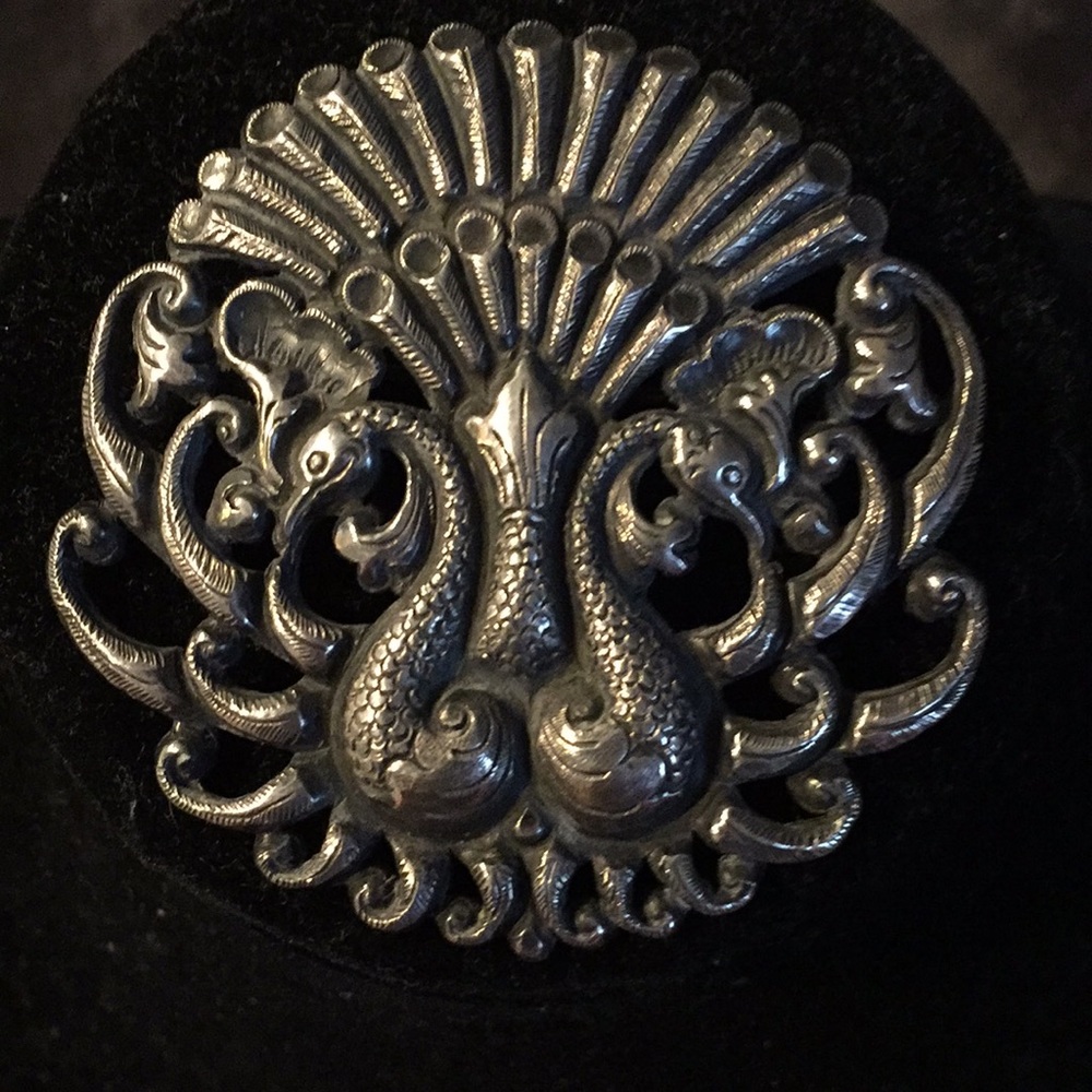 Antique Sterling Silver Burmese Peacock Brooch